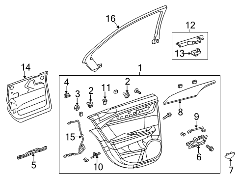 2016 Cadillac ATS Trim Assembly, Rear Side Door *Black Diagram for 23333378