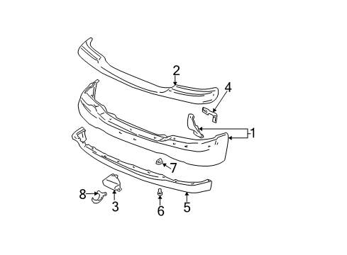 2002 GMC Yukon XL 1500 Front Bumper Diagram 2 - Thumbnail