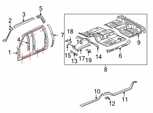 2007 GMC Sierra 2500 HD Extension Asm,Rear Floor Panel Outer Diagram for 88937064