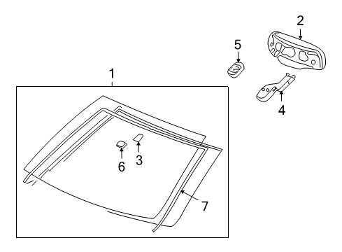 2010 Cadillac CTS Windshield Glass, Reveal Moldings Diagram 2 - Thumbnail