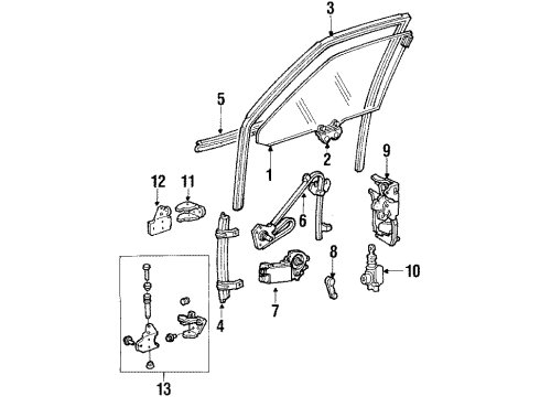 1985 Oldsmobile Custom Cruiser Front Door, Body Diagram