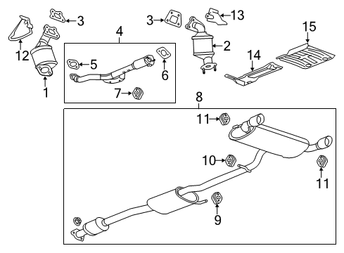 2012 Chevy Captiva Sport Shield, Exhaust Muffler Front Heat Diagram for 96819136