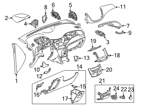 2022 Chevy Trax Compartment Assembly, I/P Knee Bols *Black Diagram for 42742327