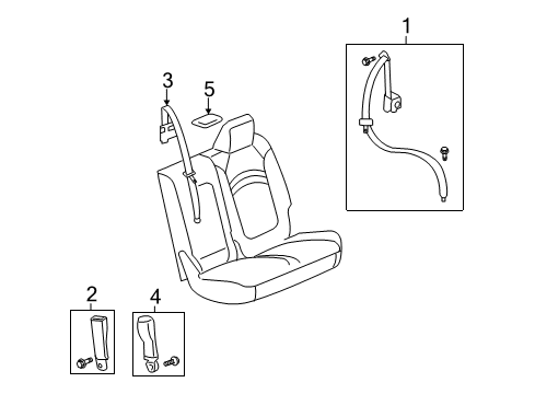 2007 Saturn Outlook Second Row Seat Belts Diagram