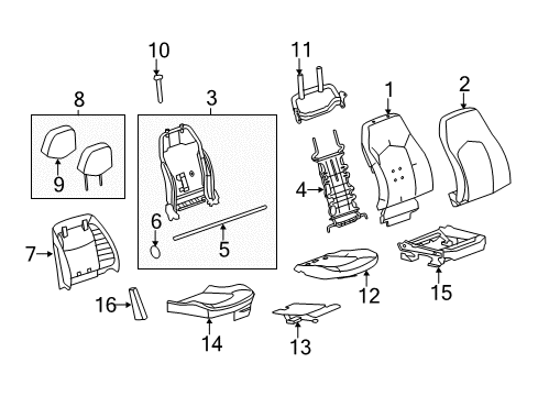 2012 Cadillac CTS Frame Asm,Passenger Seat Back Cushion Diagram for 25807067