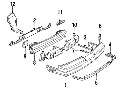 1990 Oldsmobile Cutlass Supreme Shield, Rear Bumper Fascia Splash Diagram for 14103013