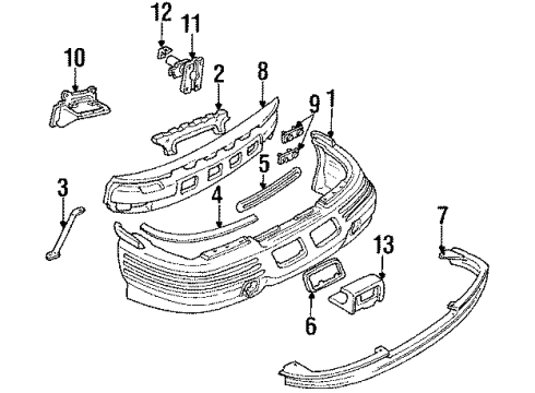 1991 Pontiac Trans Sport Molding Assembly, Front Bumper Fascia Diagram for 10122483