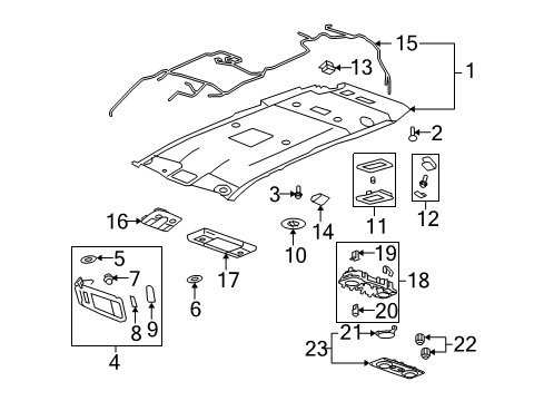 2008 Saturn Outlook Panel, Headlining Trim *Light Ttnum Diagram for 25864518