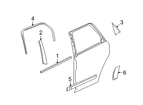 2009 Pontiac Torrent Exterior Trim - Rear Door Diagram