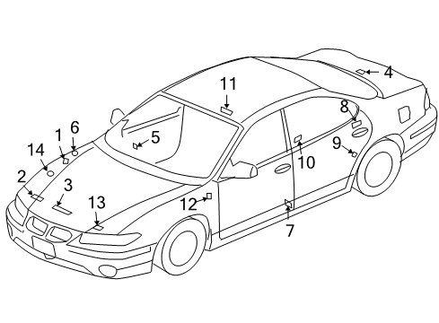 1999 Pontiac Grand Am Information Labels Diagram