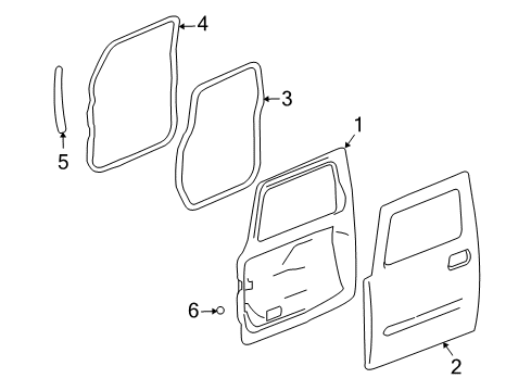 2008 Hummer H2 Weatherstrip Assembly, Front Side Door Auxiliary Diagram for 25977403