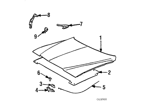 1987 Chevy El Camino Hood & Components, Body Diagram