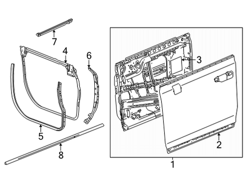 2023 GMC Hummer EV Pickup WEATHERSTRIP ASM-FRT S/D (DR SI) Diagram for 85561363