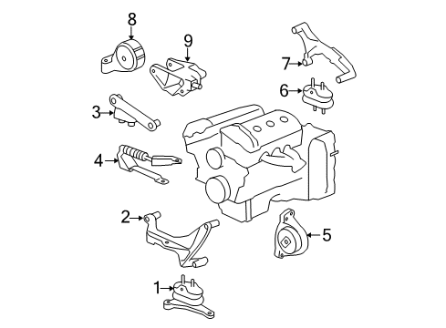 2009 Chevy Equinox Engine & Trans Mounting Diagram 2 - Thumbnail