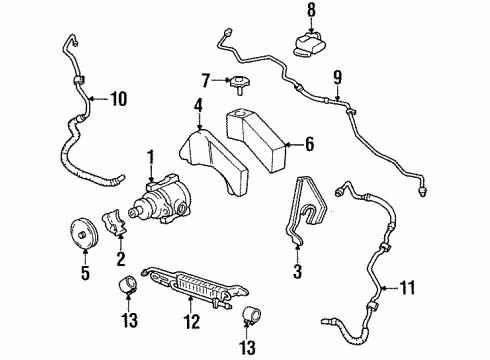 1994 Cadillac DeVille Hose Assembly, P/S Gear Inlet Diagram for 26038343