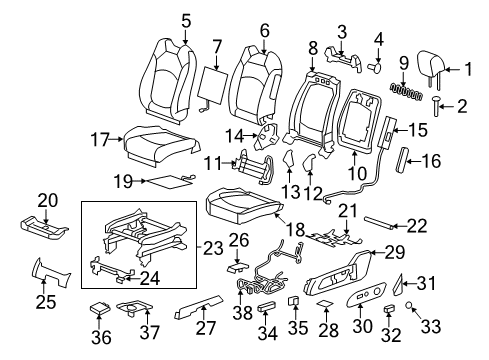 2014 Buick Enclave Cover Asm,Driver Seat Outer Reclining Finish *Medium Duty Titanium Diagram for 20809935