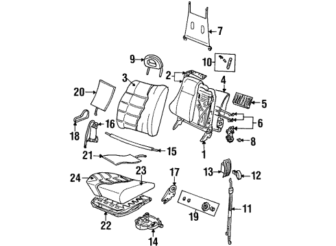 2000 Cadillac Catera Pad,Driver Seat Back Cushion Diagram for 9226364