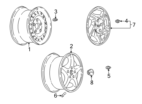 1998 Pontiac Trans Sport Hub Cap ASSEMBLY *Silver Spark Diagram for 9592726