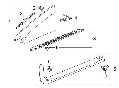 2018 Chevy Camaro Interior Trim - Pillars, Rocker & Floor Diagram 2 - Thumbnail