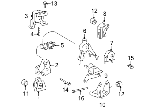 2009 Pontiac Vibe Dampener,Transaxle Vibration Diagram for 88975745