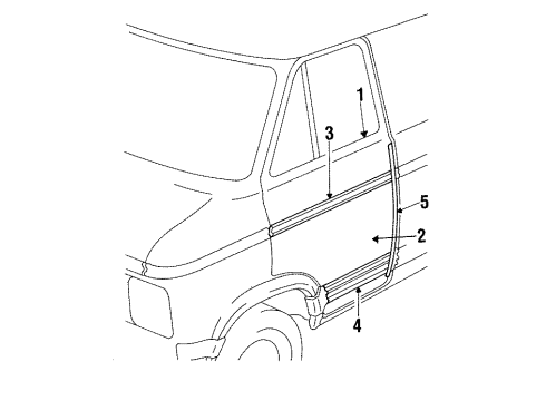 1995 GMC G3500 Front Door & Components, Exterior Trim, Body Diagram