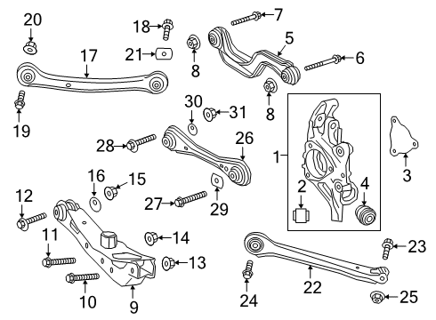 2022 Cadillac XT4 Rear Suspension, Control Arm Diagram 4 - Thumbnail