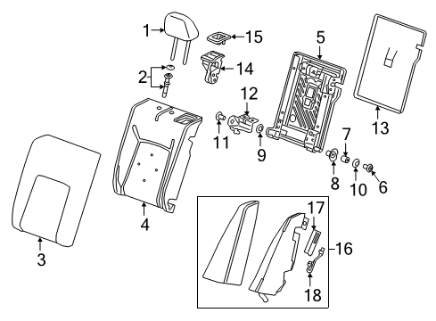 2019 Buick Regal Sportback Carpet, Rear Seat Back *Jet Black Diagram for 13439405