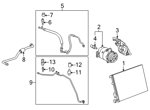 2010 Chevy Corvette A/C Condenser, Compressor & Lines Diagram