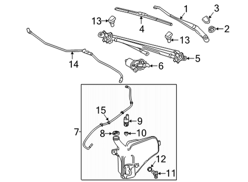 2022 Chevy Silverado 2500 HD Pump Assembly, Windshield Washer Diagram for 13508967