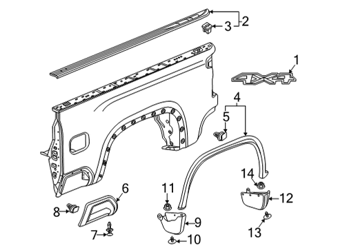 2020 Chevy Silverado 3500 HD Exterior Trim - Pick Up Box Diagram 4 - Thumbnail