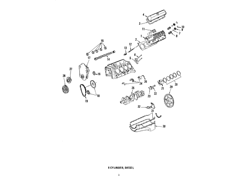 1985 Oldsmobile Delta 88 Engine Parts & Mounts, Timing, Lubrication System Diagram 2 - Thumbnail