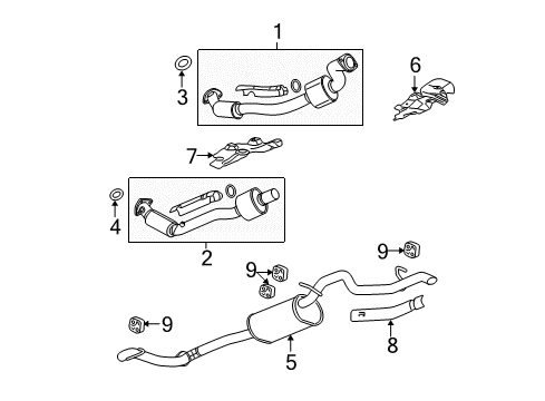 2010 GMC Canyon Exhaust Muffler Assembly (W/ Exhaust Pipe & Tail Pipe Diagram for 25878015