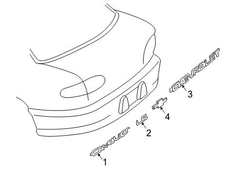 2004 Chevy Cavalier Exterior Trim - Trunk Lid Diagram