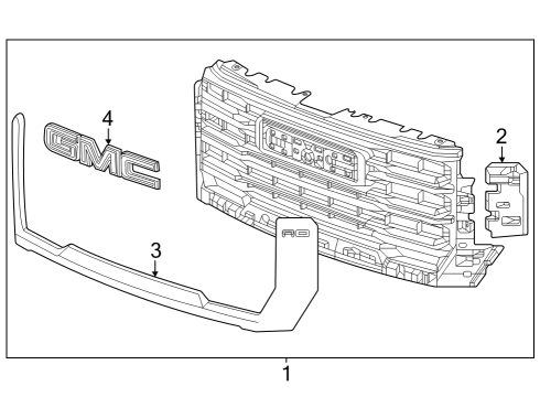 2024 GMC Sierra 2500 HD Grille & Components Diagram 2 - Thumbnail