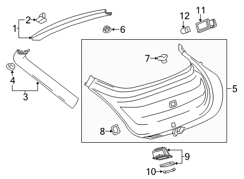 2018 Chevy Volt Interior Trim - Lift Gate Diagram