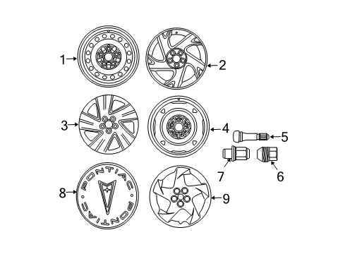 2003 Pontiac Vibe Wheel Rim,16X4 Compact Spare Diagram for 88970111