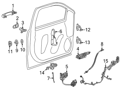 2023 Cadillac Escalade Lock & Hardware Diagram 1 - Thumbnail