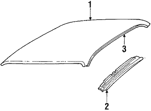 1990 Pontiac Sunbird MOLDING, Windshield, Roof and Quarter Diagram for 22570139