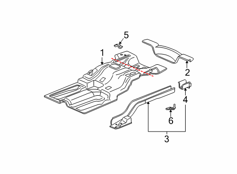 2000 Buick Park Avenue Rear Floor & Rails Diagram