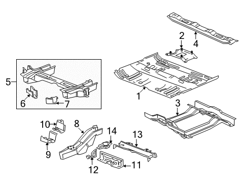 2008 Saturn Vue Bar,Floor Panel #1 Cr Diagram for 20767323