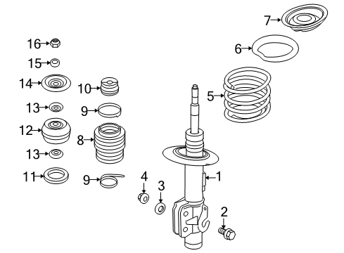 2009 Pontiac G8 Front Suspension Strut Diagram for 92217535