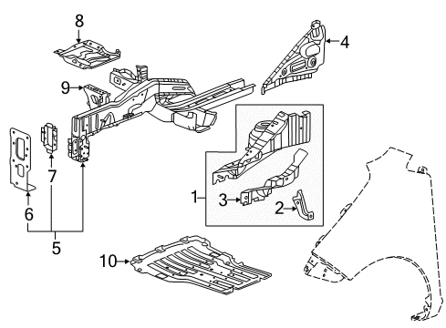 2014 Chevy Spark EV Reinforcement, Drivetrain & Front Suspension Frame Diagram for 96846509