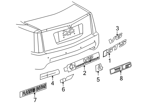 2010 Cadillac STS Exterior Trim - Trunk Lid Diagram