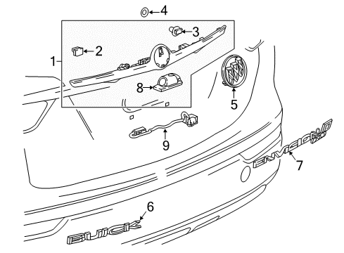 2017 Buick Envision Rear Compartment Lid Emblem Assembly Diagram for 23286119