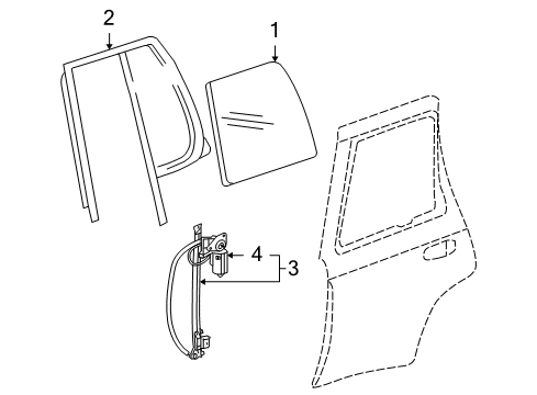 2007 Buick Rainier Rear Door - Glass & Hardware Diagram