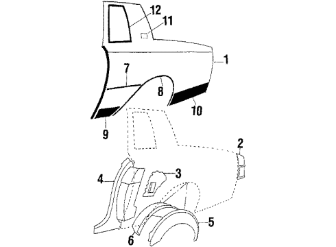 1987 Buick Regal Molding Asm,Front Fender Side. Diagram for 12321760