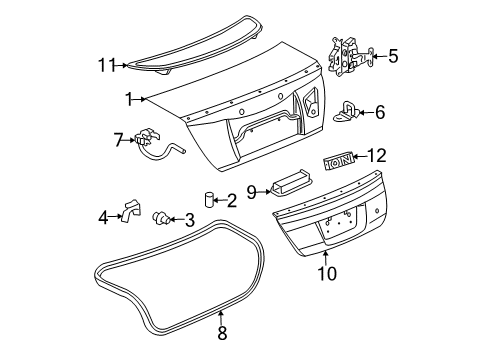 2004 Saturn Ion Spoiler Asm,Rear End *Primed Surface Diagram for 22702367