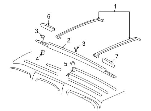 2009 Cadillac Escalade Rail Assembly, Luggage Carrier Side *Buf Diagram for 20806048