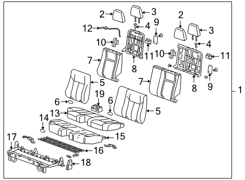 2009 Hummer H3T Pad Assembly, Rear Seat Cushion Diagram for 94711133