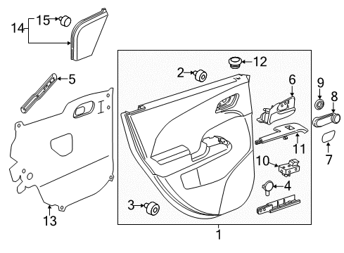 2017 Chevy Sonic Plate,Rear Side Door Armrest Switch Mount Diagram for 95938925